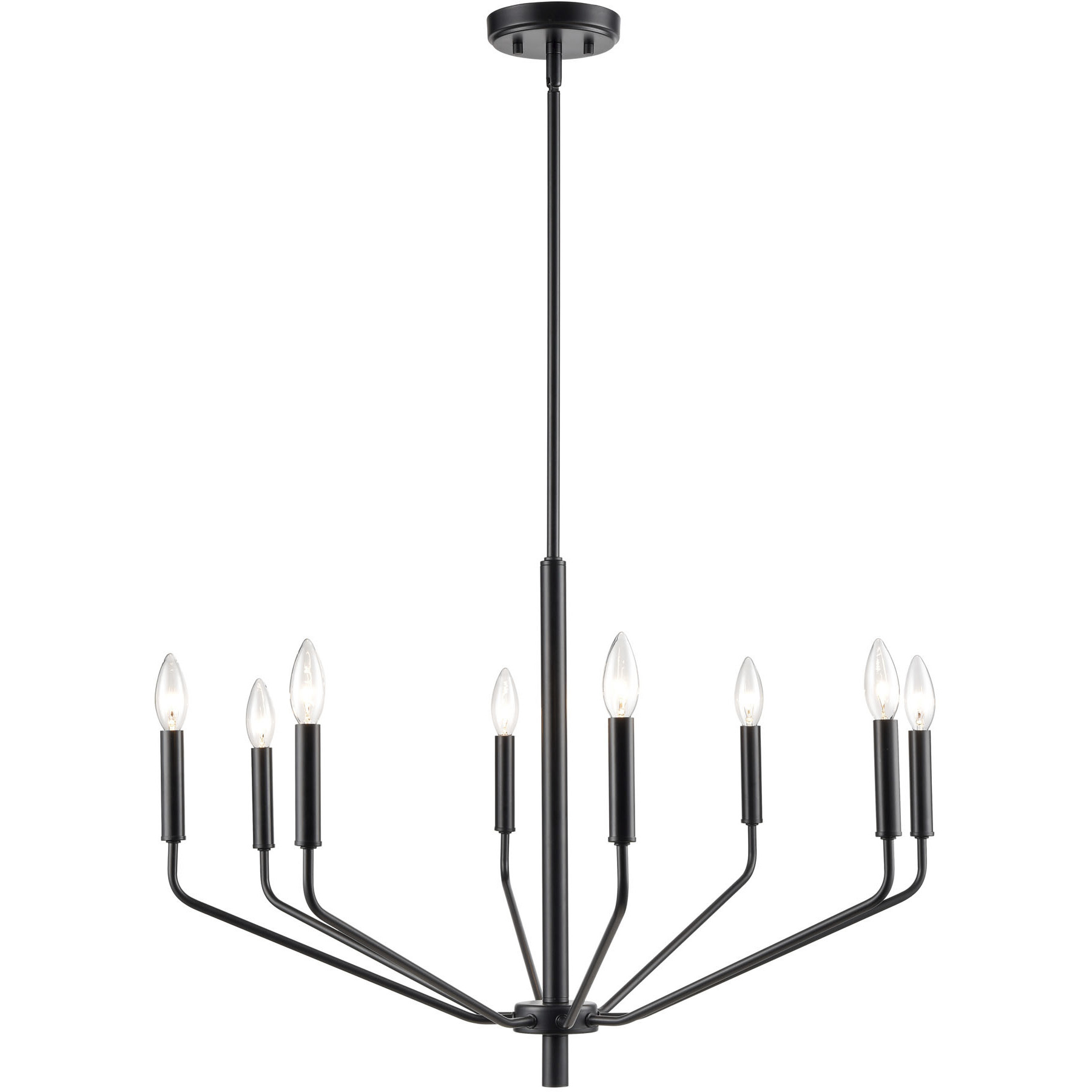 Laurell 8 Light 30 inch Matte Black Chandelier Ceiling Light
